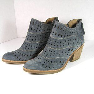 Sofft Westwood Laser Cut Blue Suede Booties Size 7